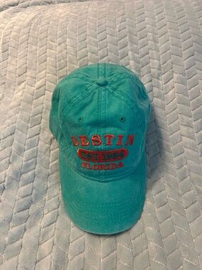 Destin Florida Teal Baseball Cap with Red Embroidery